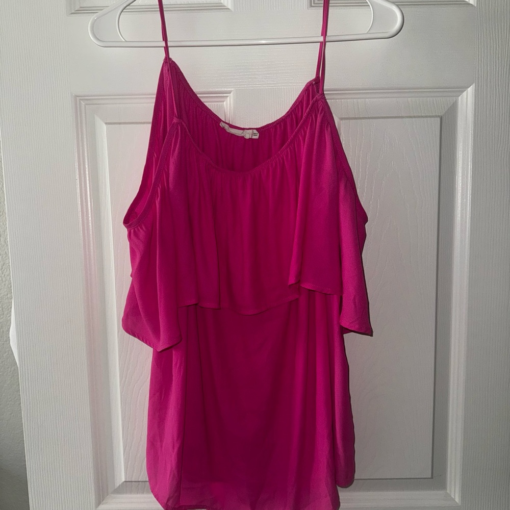 Lush Vibrant Pink Cold shoulder top